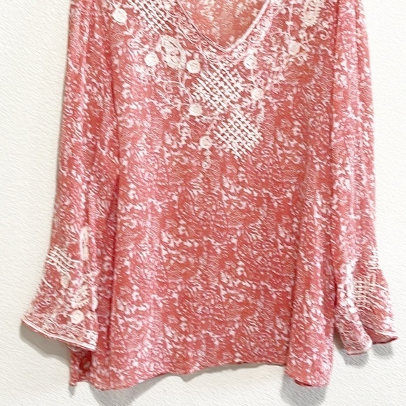 Chico Paisley Embroidery Floral Pattern Woman Blouse Size L - Picture 3 of 10